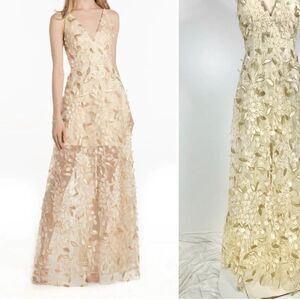 Xscape 3D Floral Applique Maxi Dress NWT